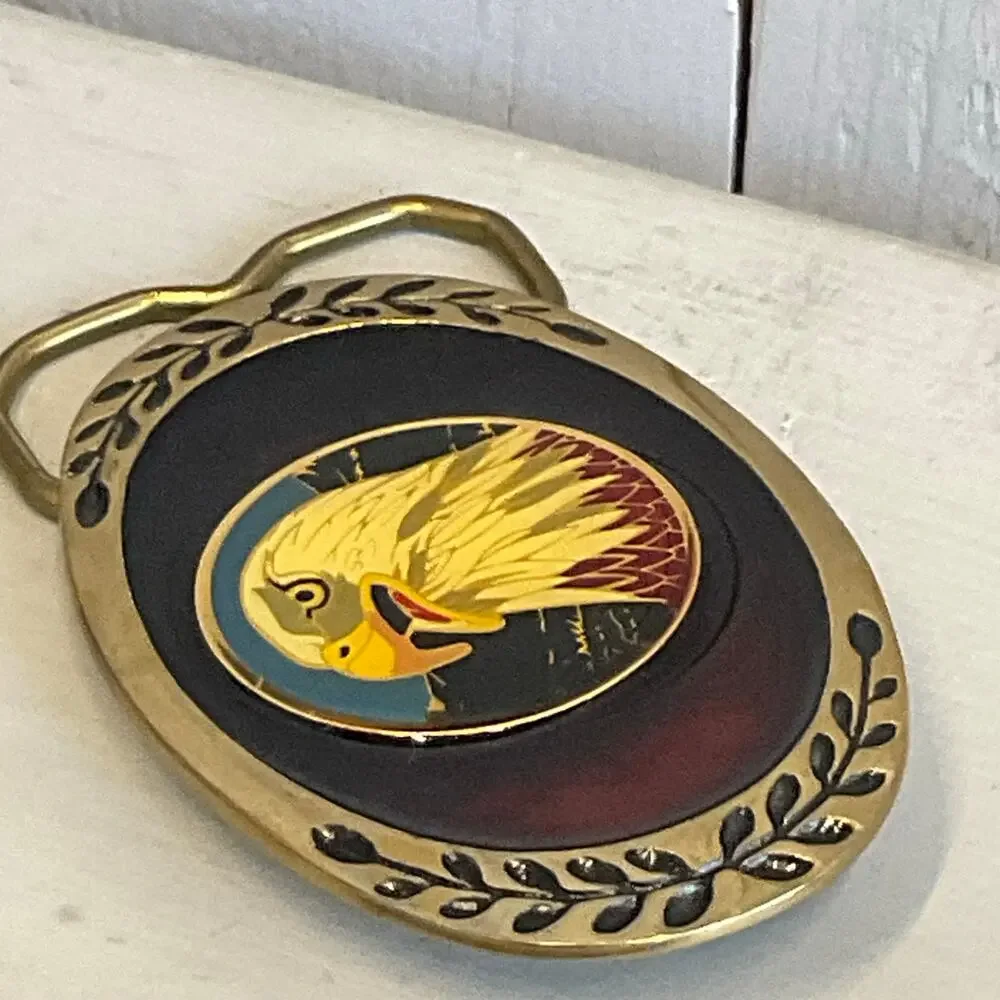 Vintage‎ Heritage Buckles Bald Eagle Head Belt Buckle Brass Patriotic USA